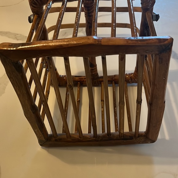 Vintage Bamboo Wine carrier/holder holds four bottles w/moveable handles - Picture 8 of 9